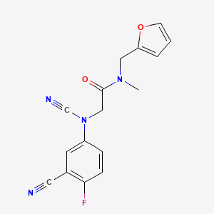 molecular formula C16H13FN4O2 B2854010 2-(N,3-Dicyano-4-fluoroanilino)-N-(furan-2-ylmethyl)-N-methylacetamide CAS No. 1436114-67-8