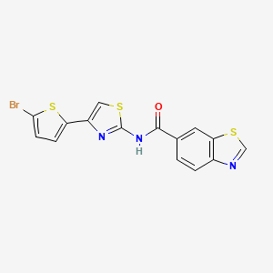 molecular formula C15H8BrN3OS3 B2854011 N-[4-(5-bromothiophen-2-yl)-1,3-thiazol-2-yl]-1,3-benzothiazole-6-carboxamide CAS No. 681168-07-0