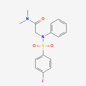 molecular formula C16H17FN2O3S B2854017 2-{[(4-fluorophenyl)sulfonyl]anilino}-N,N-dimethylacetamide CAS No. 2260-95-9