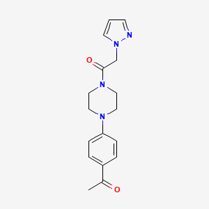 molecular formula C17H20N4O2 B2854019 1-(4-(4-acetylphenyl)piperazin-1-yl)-2-(1H-pyrazol-1-yl)ethanone CAS No. 1207058-27-2