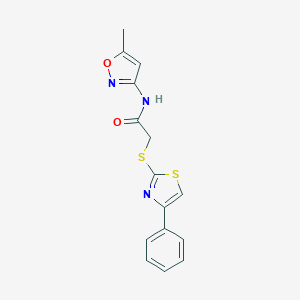 molecular formula C15H13N3O2S2 B285403 N-(5-methyl-1,2-oxazol-3-yl)-2-[(4-phenyl-1,3-thiazol-2-yl)sulfanyl]acetamide 