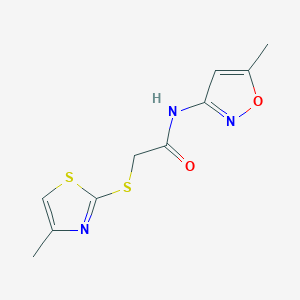 molecular formula C10H11N3O2S2 B285404 N-(5-methyl-1,2-oxazol-3-yl)-2-[(4-methyl-1,3-thiazol-2-yl)sulfanyl]acetamide 