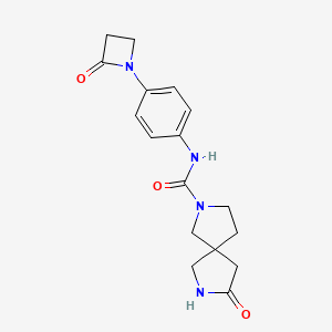 molecular formula C17H20N4O3 B2854043 8-Oxo-N-[4-(2-oxoazetidin-1-yl)phenyl]-2,7-diazaspiro[4.4]nonane-2-carboxamide CAS No. 1948485-33-3