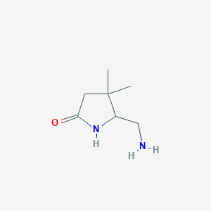 molecular formula C7H14N2O B2854057 5-(Aminomethyl)-4,4-dimethylpyrrolidin-2-one CAS No. 2193065-64-2