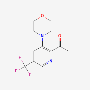 molecular formula C12H13F3N2O2 B2854069 1-[3-Morpholino-5-(trifluoromethyl)-2-pyridinyl]-1-ethanone CAS No. 866145-10-0