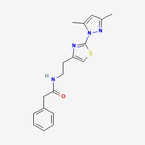 molecular formula C18H20N4OS B2854072 N-(2-(2-(3,5-dimethyl-1H-pyrazol-1-yl)thiazol-4-yl)ethyl)-2-phenylacetamide CAS No. 1421505-26-1