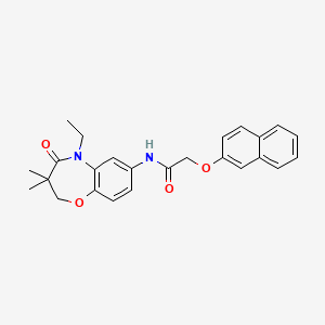 molecular formula C25H26N2O4 B2854076 N-(5-ethyl-3,3-dimethyl-4-oxo-2,3,4,5-tetrahydrobenzo[b][1,4]oxazepin-7-yl)-2-(naphthalen-2-yloxy)acetamide CAS No. 921812-45-5