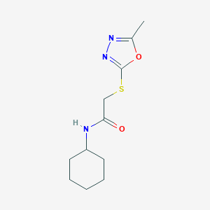 molecular formula C11H17N3O2S B285408 N-cyclohexyl-2-[(5-methyl-1,3,4-oxadiazol-2-yl)sulfanyl]acetamide 