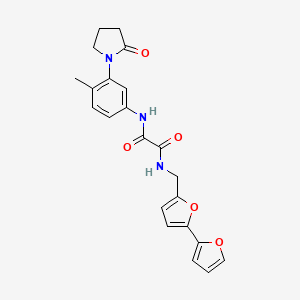 molecular formula C22H21N3O5 B2854082 N1-([2,2'-bifuran]-5-ylmethyl)-N2-(4-methyl-3-(2-oxopyrrolidin-1-yl)phenyl)oxalamide CAS No. 2034594-59-5