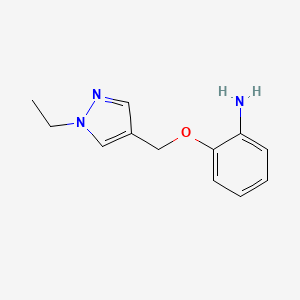 molecular formula C12H15N3O B2854083 2-((1-Ethyl-1H-pyrazol-4-yl)methoxy)aniline CAS No. 1006467-33-9