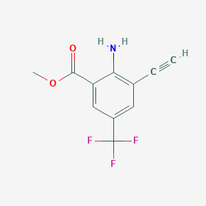 molecular formula C11H8F3NO2 B2854090 Methyl 2-amino-3-ethynyl-5-(trifluoromethyl)benzoate CAS No. 2503204-97-3