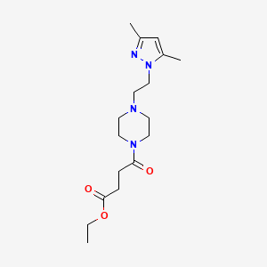 molecular formula C17H28N4O3 B2854091 ethyl 4-(4-(2-(3,5-dimethyl-1H-pyrazol-1-yl)ethyl)piperazin-1-yl)-4-oxobutanoate CAS No. 1286710-96-0
