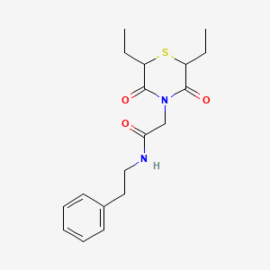 2-(2,6-diethyl-3,5-dioxothiomorpholino)-N-phenethylacetamide
