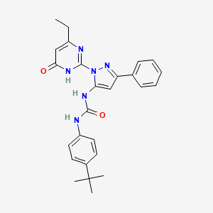 1-(4-(tert-butyl)phenyl)-3-(1-(4-ethyl-6-oxo-1,6-dihydropyrimidin-2-yl)-3-phenyl-1H-pyrazol-5-yl)urea