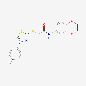 molecular formula C20H18N2O3S2 B285410 N-(2,3-dihydro-1,4-benzodioxin-6-yl)-2-{[4-(4-methylphenyl)-1,3-thiazol-2-yl]sulfanyl}acetamide 