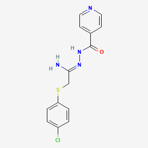 molecular formula C14H13ClN4OS B2854110 2-[(4-chlorophenyl)sulfanyl]-N'-isonicotinoylethanehydrazonamide CAS No. 338395-64-5