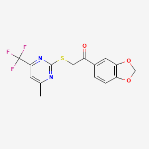 1-(1,3-Benzodioxol-5-yl)-2-{[4-methyl-6-(trifluoromethyl)pyrimidin-2-yl]sulfanyl}ethanone