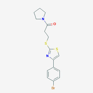 molecular formula C16H17BrN2OS2 B285413 4-(4-Bromophenyl)-2-{[3-oxo-3-(1-pyrrolidinyl)propyl]sulfanyl}-1,3-thiazole 