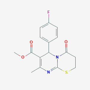 molecular formula C16H15FN2O3S B2854137 methyl 6-(4-fluorophenyl)-8-methyl-4-oxo-3,6-dihydro-2H-pyrimido[2,1-b][1,3]thiazine-7-carboxylate CAS No. 301358-81-6