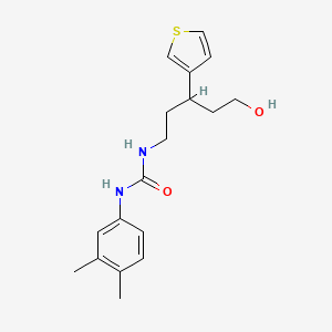 molecular formula C18H24N2O2S B2854138 1-(3,4-Dimethylphenyl)-3-(5-hydroxy-3-(thiophen-3-yl)pentyl)urea CAS No. 2034330-70-4