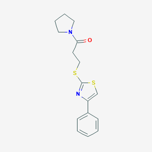 molecular formula C16H18N2OS2 B285414 3-Oxo-3-(1-pyrrolidinyl)propyl 4-phenyl-1,3-thiazol-2-yl sulfide 