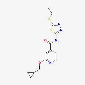 molecular formula C14H16N4O2S2 B2854142 2-(cyclopropylmethoxy)-N-(5-(ethylthio)-1,3,4-thiadiazol-2-yl)isonicotinamide CAS No. 2034358-96-6