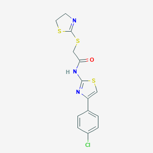 molecular formula C14H12ClN3OS3 B285415 N-[4-(4-chlorophenyl)-1,3-thiazol-2-yl]-2-(4,5-dihydro-1,3-thiazol-2-ylsulfanyl)acetamide 