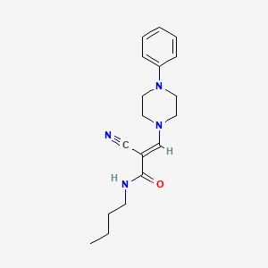 molecular formula C18H24N4O B2854150 (E)-N-butyl-2-cyano-3-(4-phenylpiperazin-1-yl)acrylamide CAS No. 885180-30-3