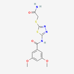 molecular formula C13H14N4O4S2 B2854154 N-(5-((2-amino-2-oxoethyl)thio)-1,3,4-thiadiazol-2-yl)-3,5-dimethoxybenzamide CAS No. 868976-45-8
