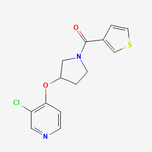 molecular formula C14H13ClN2O2S B2854156 (3-((3-Chloropyridin-4-yl)oxy)pyrrolidin-1-yl)(thiophen-3-yl)methanone CAS No. 2034393-17-2