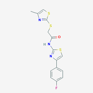 molecular formula C15H12FN3OS3 B285416 N-[4-(4-fluorophenyl)-1,3-thiazol-2-yl]-2-[(4-methyl-1,3-thiazol-2-yl)sulfanyl]acetamide 