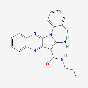 molecular formula C20H18FN5O B2854178 2-amino-1-(2-fluorophenyl)-N-propyl-1H-pyrrolo[2,3-b]quinoxaline-3-carboxamide CAS No. 586992-90-7
