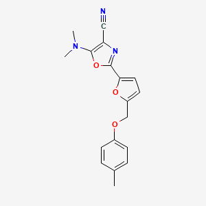 molecular formula C18H17N3O3 B2854180 5-(Dimethylamino)-2-(5-((p-tolyloxy)methyl)furan-2-yl)oxazole-4-carbonitrile CAS No. 931968-07-9