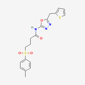 N-(5-(thiophen-2-ylmethyl)-1,3,4-oxadiazol-2-yl)-4-tosylbutanamide