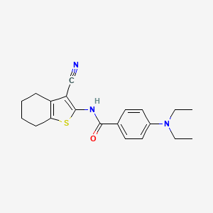 molecular formula C20H23N3OS B2854211 N-(3-cyano-4,5,6,7-tetrahydro-1-benzothiophen-2-yl)-4-(diethylamino)benzamide CAS No. 477493-80-4