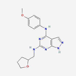 molecular formula C17H20N6O2 B2854212 N4-(4-methoxyphenyl)-N6-((tetrahydrofuran-2-yl)methyl)-1H-pyrazolo[3,4-d]pyrimidine-4,6-diamine CAS No. 1105252-78-5