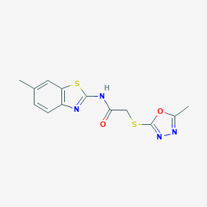 N-(6-methyl-1,3-benzothiazol-2-yl)-2-[(5-methyl-1,3,4-oxadiazol-2-yl)sulfanyl]acetamide