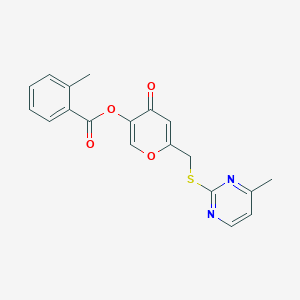 molecular formula C19H16N2O4S B2854222 [6-[(4-Methylpyrimidin-2-yl)sulfanylmethyl]-4-oxopyran-3-yl] 2-methylbenzoate CAS No. 877635-26-2