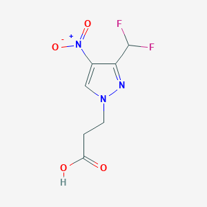 molecular formula C7H7F2N3O4 B2854229 3-[3-(difluoromethyl)-4-nitro-1H-pyrazol-1-yl]propanoic acid CAS No. 1856096-45-1