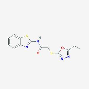 molecular formula C13H12N4O2S2 B285423 N-(1,3-benzothiazol-2-yl)-2-[(5-ethyl-1,3,4-oxadiazol-2-yl)sulfanyl]acetamide 