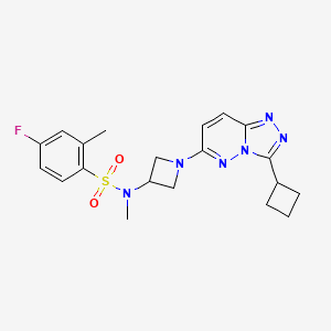 molecular formula C20H23FN6O2S B2854252 N-(1-(3-cyclobutyl-[1,2,4]triazolo[4,3-b]pyridazin-6-yl)azetidin-3-yl)-4-fluoro-N,2-dimethylbenzenesulfonamide CAS No. 2309587-20-8