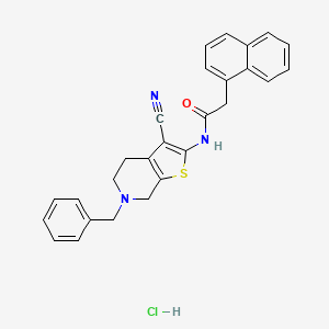 molecular formula C27H24ClN3OS B2854253 N-(6-benzyl-3-cyano-4,5,6,7-tetrahydrothieno[2,3-c]pyridin-2-yl)-2-(naphthalen-1-yl)acetamide hydrochloride CAS No. 1189734-31-3