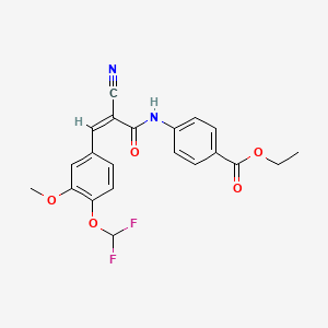 molecular formula C21H18F2N2O5 B2854261 Ethyl 4-[[(Z)-2-cyano-3-[4-(difluoromethoxy)-3-methoxyphenyl]prop-2-enoyl]amino]benzoate CAS No. 564467-32-9