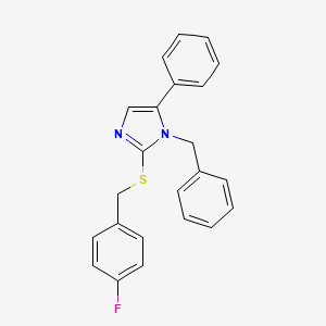 molecular formula C23H19FN2S B2854266 1-benzyl-2-((4-fluorobenzyl)thio)-5-phenyl-1H-imidazole CAS No. 1206993-91-0