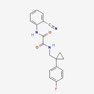 molecular formula C19H16FN3O2 B2854274 N1-(2-cyanophenyl)-N2-((1-(4-fluorophenyl)cyclopropyl)methyl)oxalamide CAS No. 1049437-63-9