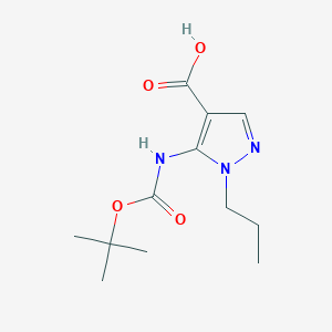 molecular formula C12H19N3O4 B2854277 5-[(2-Methylpropan-2-yl)oxycarbonylamino]-1-propylpyrazole-4-carboxylic acid CAS No. 2287343-67-1