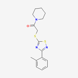 molecular formula C16H19N3OS2 B2854294 1-(Piperidin-1-yl)-2-((3-(o-tolyl)-1,2,4-thiadiazol-5-yl)thio)ethanone CAS No. 887220-68-0