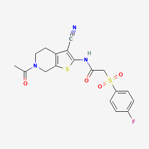 N-(6-acetyl-3-cyano-4,5,6,7-tetrahydrothieno[2,3-c]pyridin-2-yl)-2-((4-fluorophenyl)sulfonyl)acetamide