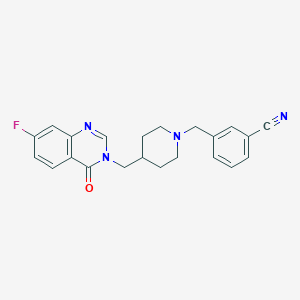 molecular formula C22H21FN4O B2854305 3-[[4-[(7-Fluoro-4-oxoquinazolin-3-yl)methyl]piperidin-1-yl]methyl]benzonitrile CAS No. 2415561-80-5