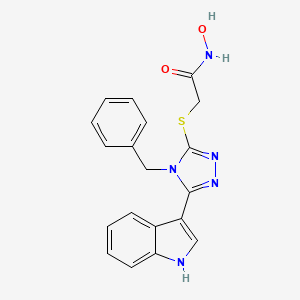 molecular formula C19H17N5O2S B2854308 2-((4-benzyl-5-(1H-indol-3-yl)-4H-1,2,4-triazol-3-yl)thio)-N-hydroxyacetamide CAS No. 878065-43-1